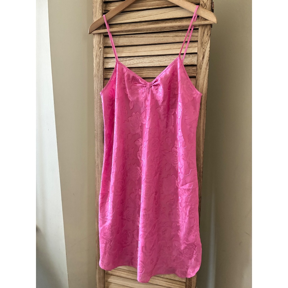 Secret Treasures Pink Floral Satin Chemise Nightgown Y2k Femme Grunge Medium